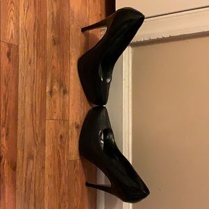 Black patent leather heels